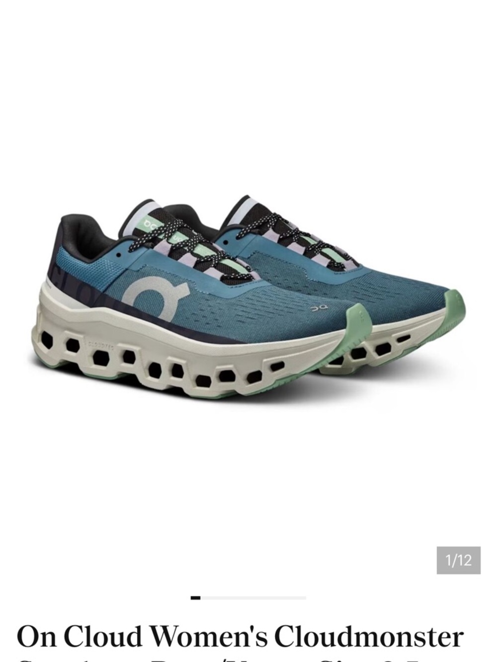 On Running Cloudmonster Sneakers in Dust/Vapor with Mint & Lavender Accents New9